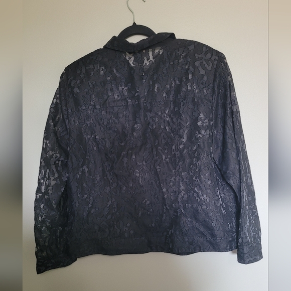 Anne Carson Sheer Patterned Zip Up Jacket Plus Size 1X EUC - Picture 6 of 6